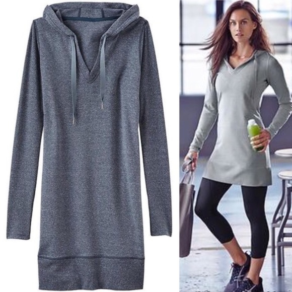 Athleta Dresses & Skirts - {Athleta} Dark Heathered Grey Bliss Hoodie Dress